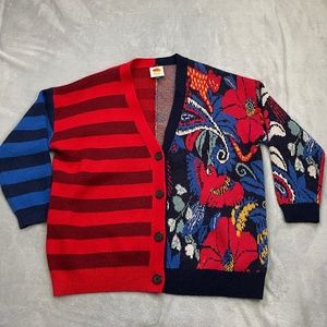 Farm Rio Vintage Forest Cardigan Womens Small Multicolor Button Sweater Striped